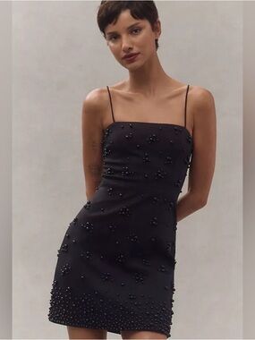 BHLDN Black Beaded Mini Dress